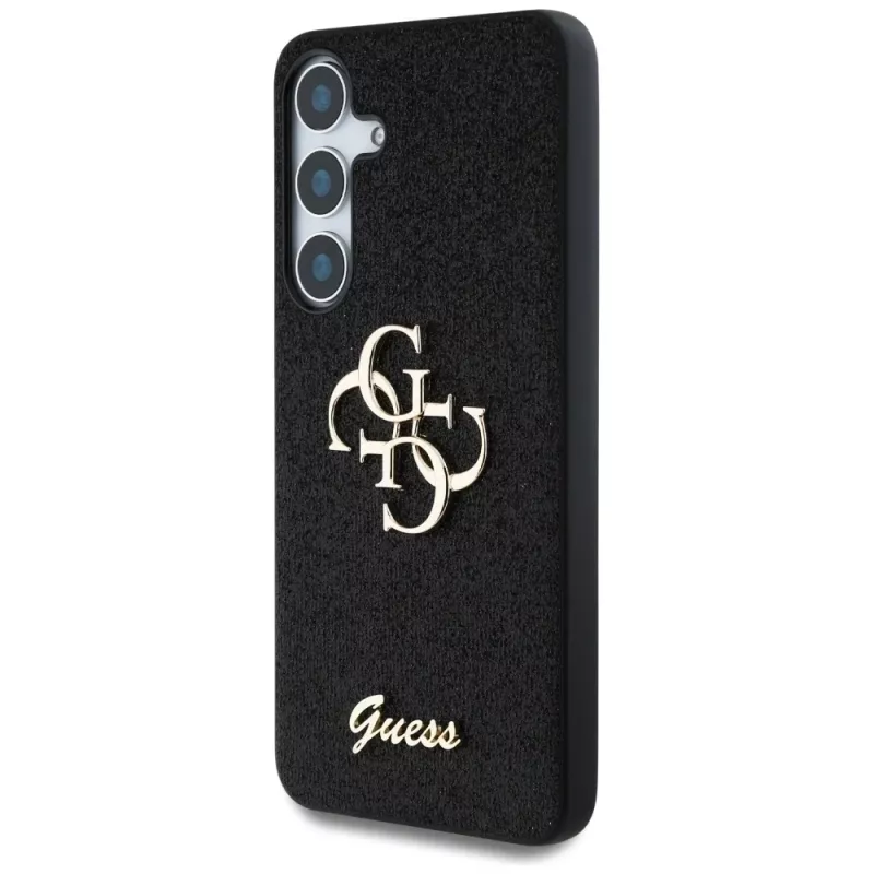 Guess Fixed Glitter Big 4G Metal Logo Funda para Samsung Galaxy S25+ (Negro)