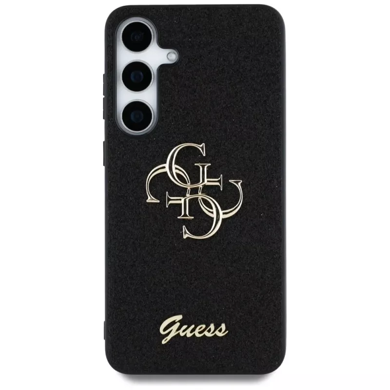 Guess Fixed Glitter Big 4G Metal Logo Funda para Samsung Galaxy S25+ (Negro)