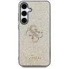 Guess Fixed Glitter Big 4G Metal Logo Funda trasera para Samsung Galaxy S25 - Oro