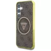 Guess 4G Glitter Triangle Buttons Funda MagSafe para Samsung Galaxy S25 (Marrón)