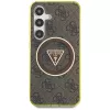 Guess 4G Glitter Triangle Buttons Funda MagSafe para Samsung Galaxy S25 (Marrón)
