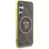 Guess 4G Glitter Triangle Buttons Funda MagSafe para Samsung Galaxy S25 (Marrón)