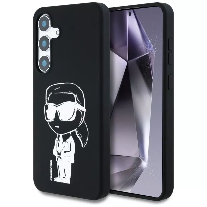 Karl Lagerfeld Silicone Graffiti Ikonik Printed Logo Funda MagSafe para Samsung Galaxy S25 Negro