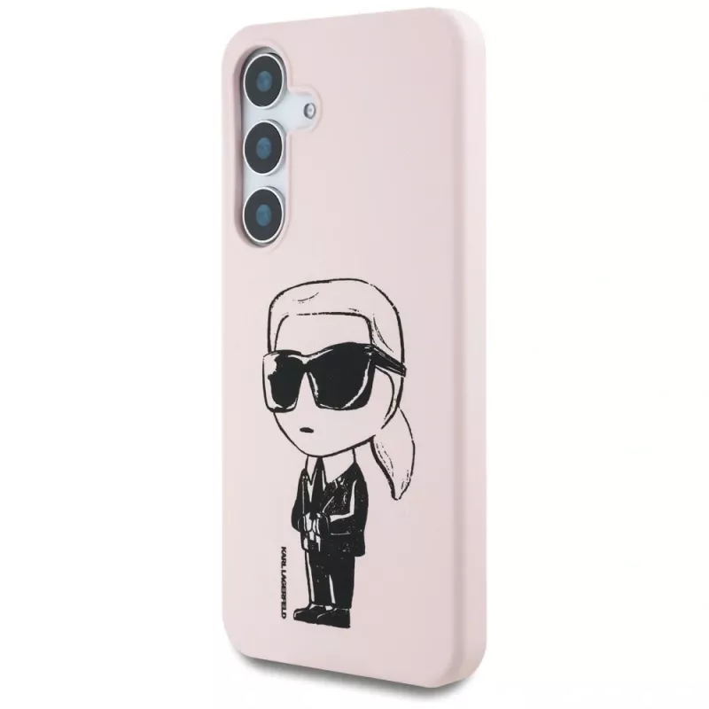 KARL LAGERFELD Silicone Graffiti Ikonik Printed Logo Funda MagSafe para Samsung Galaxy S25 - Rosa