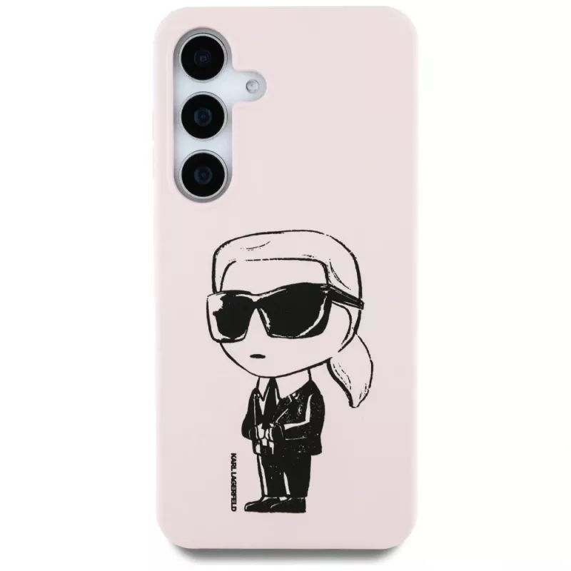 KARL LAGERFELD Silicone Graffiti Ikonik Printed Logo Funda MagSafe para Samsung Galaxy S25 - Rosa