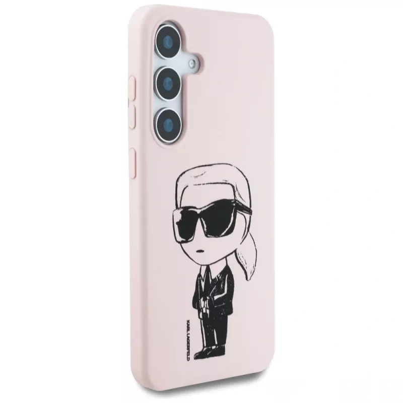 KARL LAGERFELD Silicone Graffiti Ikonik Printed Logo Funda MagSafe para Samsung Galaxy S25 - Rosa
