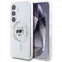 Karl Lagerfeld Button Choupette Head Printed Logo Funda MagSafe para Samsung Galaxy S25 Blanco