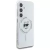 Karl Lagerfeld Button Choupette Head Printed Logo Funda MagSafe para Samsung Galaxy S25 Blanco