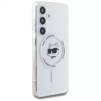 Karl Lagerfeld Button Choupette Head Printed Logo Funda MagSafe para Samsung Galaxy S25 Blanco