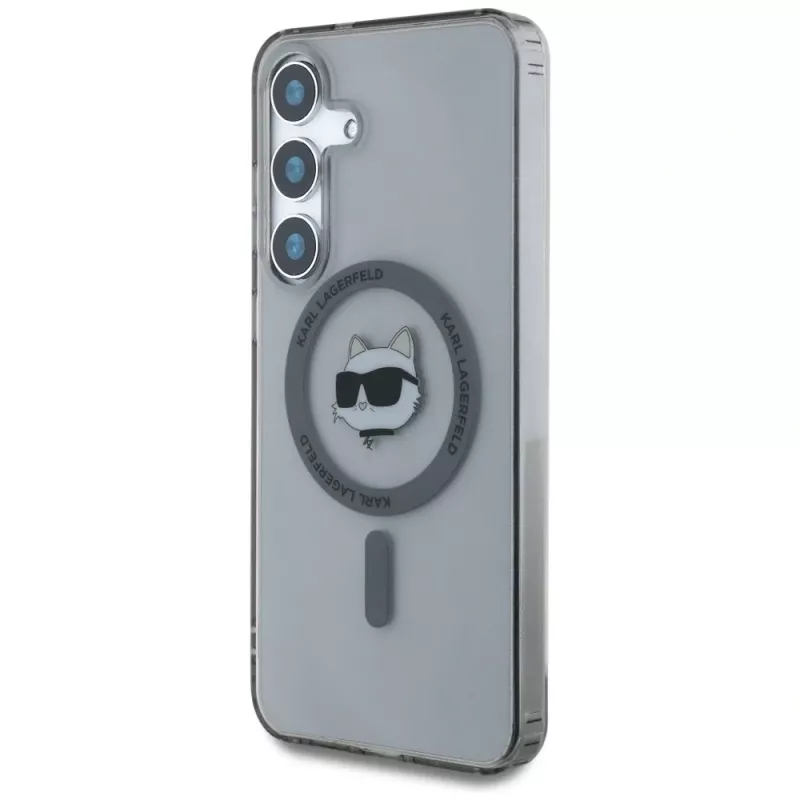 Karl Lagerfeld Button Choupette Head Printed Logo Funda MagSafe para Samsung Galaxy S25, Negro