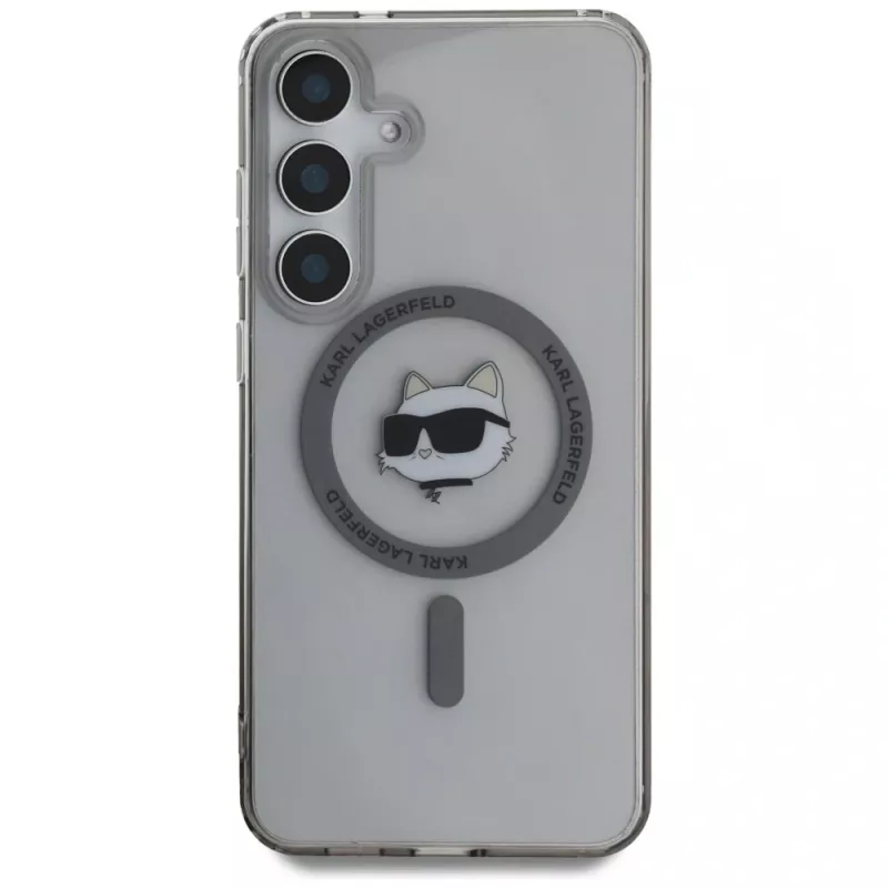 Karl Lagerfeld Button Choupette Head Printed Logo Funda MagSafe para Samsung Galaxy S25, Negro