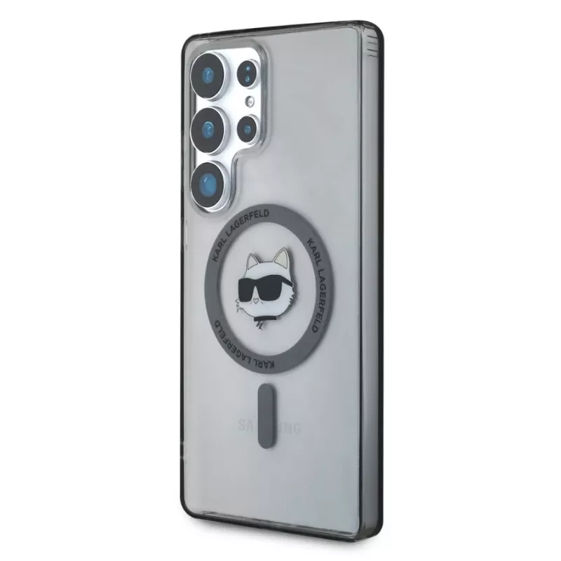 Karl Lagerfeld Button Choupette Head Printed Logo Funda MagSafe para Samsung Galaxy S25 Ultra, Negro
