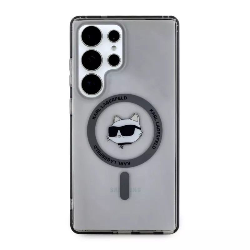 Karl Lagerfeld Button Choupette Head Printed Logo Funda MagSafe para Samsung Galaxy S25 Ultra, Negro