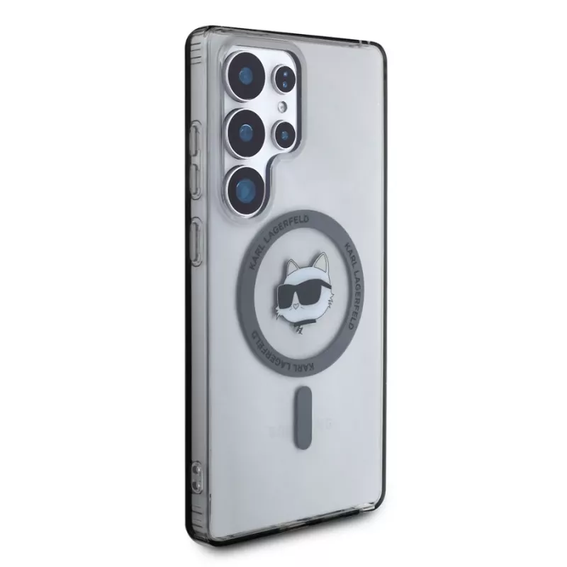Karl Lagerfeld Button Choupette Head Printed Logo Funda MagSafe para Samsung Galaxy S25 Ultra, Negro