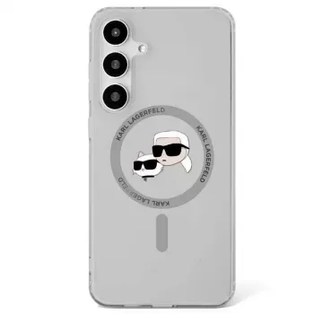 Karl Lagerfeld Button Karl & Choupette Heads Printed Logo funda MagSafe Samsung Galaxy S25 Plus negro