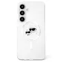 KARL LAGERFELD Button Karl & Choupette Heads Printed Logo Funda MagSafe para Samsung Galaxy S25 Blanco