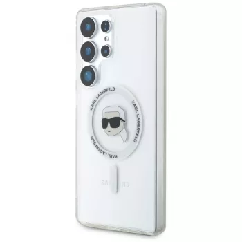 KARL LAGERFELD Button Karl Head Printed Logo Funda MagSafe para Samsung Galaxy S25 Ultra Blanco