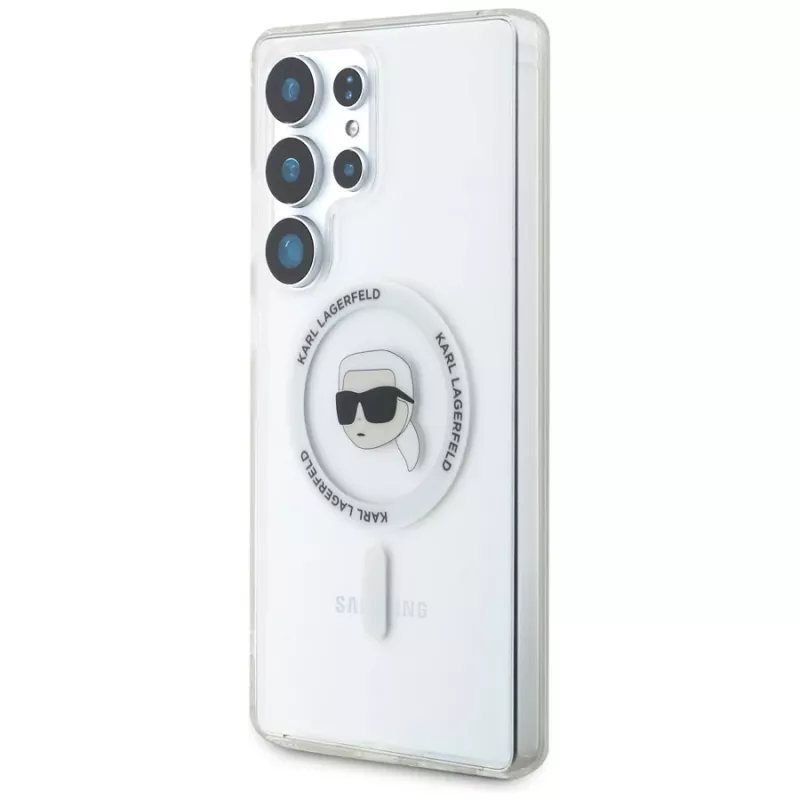 KARL LAGERFELD Button Karl Head Printed Logo Funda MagSafe para Samsung Galaxy S25 Ultra Blanco