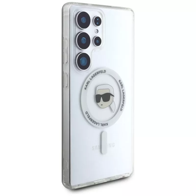 KARL LAGERFELD Button Karl Head Printed Logo Funda MagSafe para Samsung Galaxy S25 Ultra Blanco