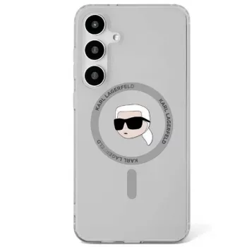 KARL LAGERFELD Funda MagSafe Button Karl Head Printed Logo para Samsung Galaxy S25, negro