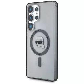 KARL LAGERFELD Funda MagSafe Button Karl Head Printed Logo para Samsung Galaxy S25 Ultra, negro