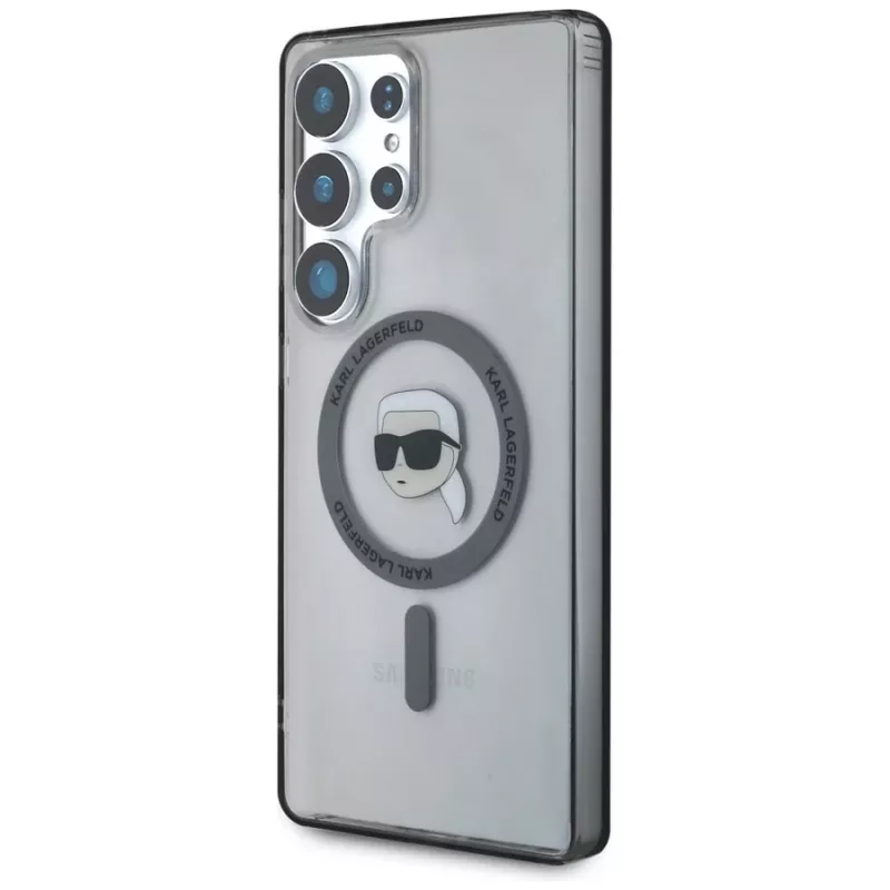 KARL LAGERFELD Funda MagSafe Button Karl Head Printed Logo para Samsung Galaxy S25 Ultra, negro