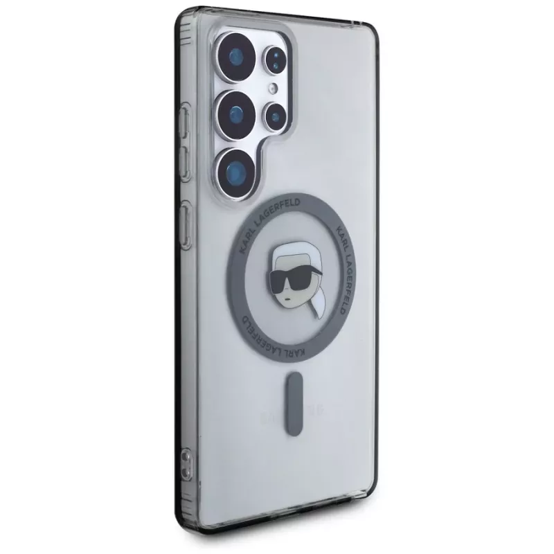 KARL LAGERFELD Funda MagSafe Button Karl Head Printed Logo para Samsung Galaxy S25 Ultra, negro