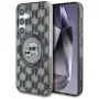 Karl Lagerfeld Funda MagSafe Button Karl & Choupette Heads On KL Pattern para Samsung Galaxy S25, negro