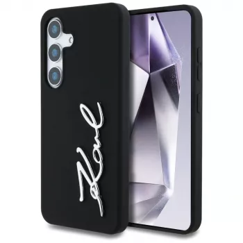 KARL LAGERFELD Funda Silicone Metal Signature Logo para Samsung Galaxy S25, negro