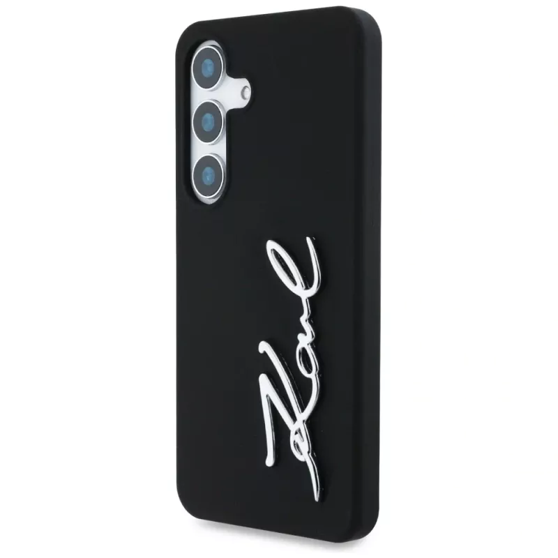 KARL LAGERFELD Funda Silicone Metal Signature Logo para Samsung Galaxy S25, negro