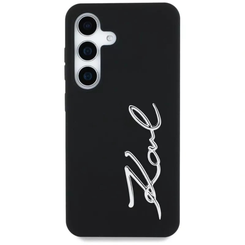KARL LAGERFELD Funda Silicone Metal Signature Logo para Samsung Galaxy S25, negro