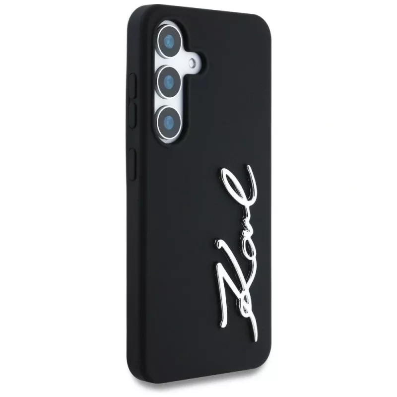 KARL LAGERFELD Funda Silicone Metal Signature Logo para Samsung Galaxy S25, negro