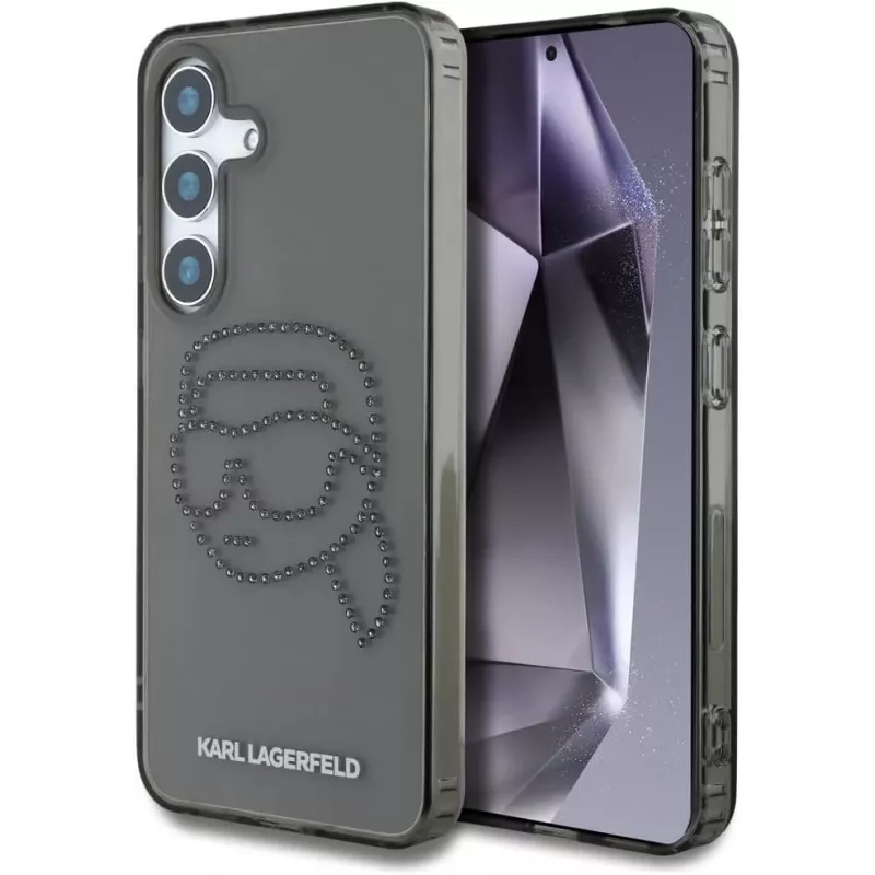 Karl Lagerfeld Funda Rhinestones Karl Head Logo para Samsung Galaxy S25 (negro)