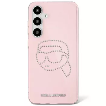 Karl Lagerfeld Funda Rhinestones Karl Head Logo para Samsung Galaxy S25 (rosa)