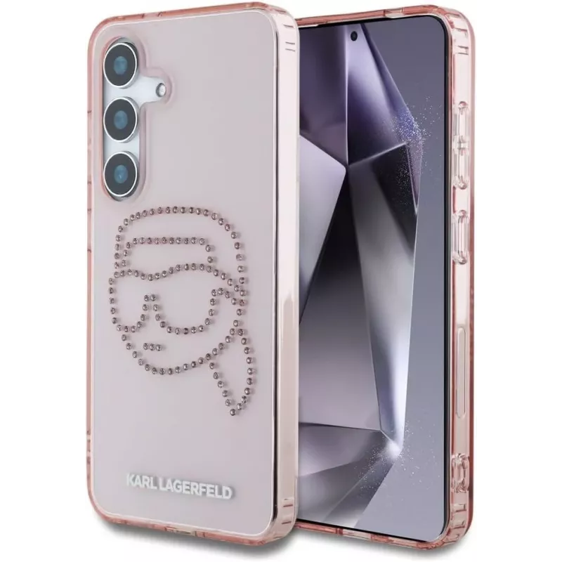 Karl Lagerfeld Funda Rhinestones Karl Head Logo para Samsung Galaxy S25 (rosa)
