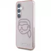 Karl Lagerfeld Funda Rhinestones Karl Head Logo para Samsung Galaxy S25 (rosa)