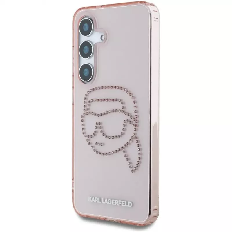 Karl Lagerfeld Funda Rhinestones Karl Head Logo para Samsung Galaxy S25 (rosa)