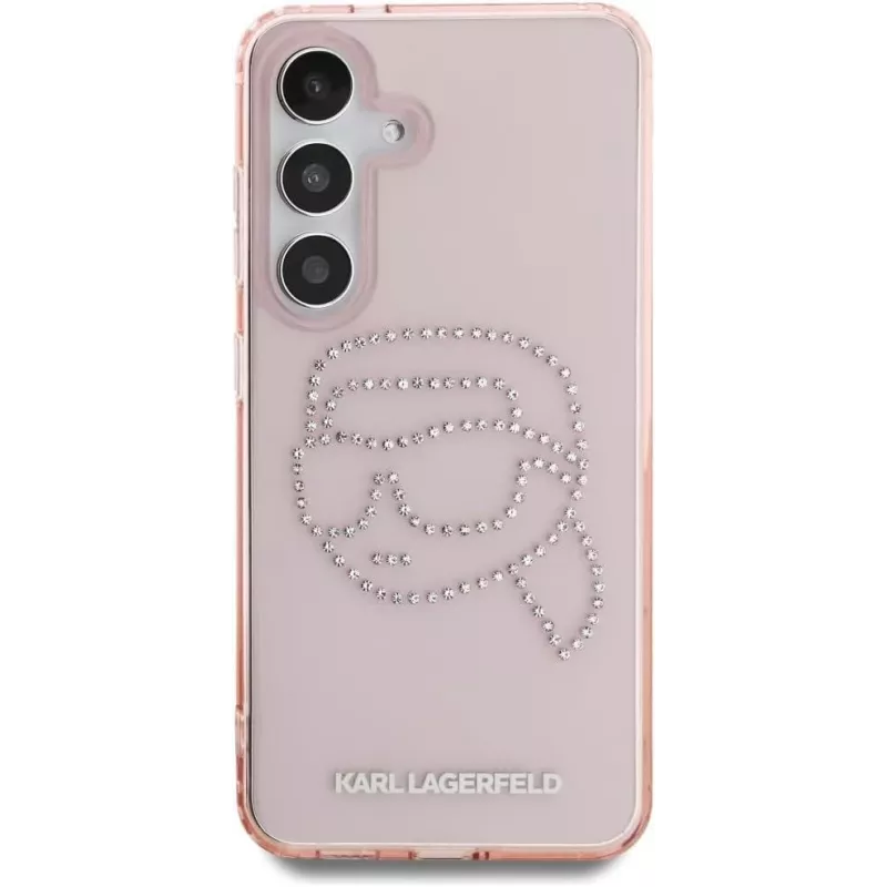 Karl Lagerfeld Funda Rhinestones Karl Head Logo para Samsung Galaxy S25 (rosa)