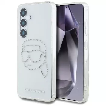 Karl Lagerfeld Funda Rhinestones Karl Head Logo para Samsung Galaxy S25 (transparente)