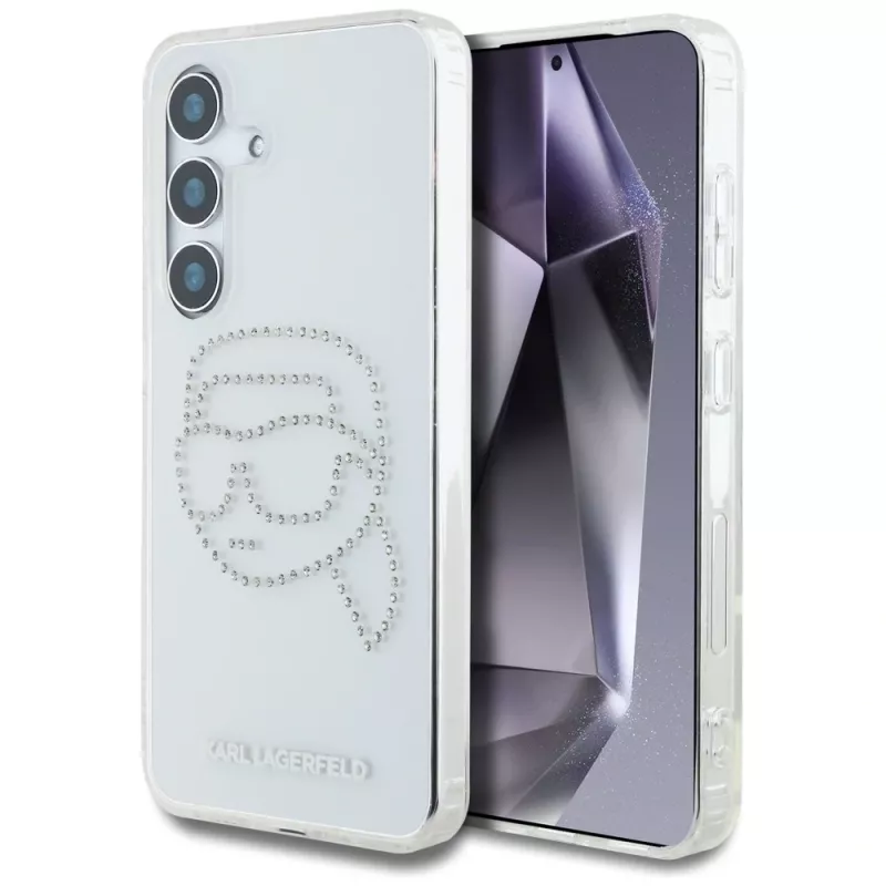 Karl Lagerfeld Funda Rhinestones Karl Head Logo para Samsung Galaxy S25 (transparente)