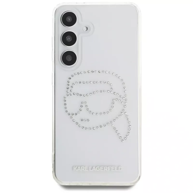 Karl Lagerfeld Funda Rhinestones Karl Head Logo para Samsung Galaxy S25 (transparente)