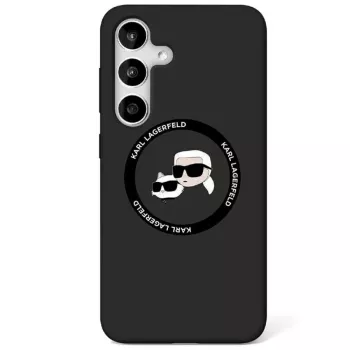 Karl Lagerfeld Funda MagSafe Silicone DoubleHeads And Circle para Samsung Galaxy S25, negro