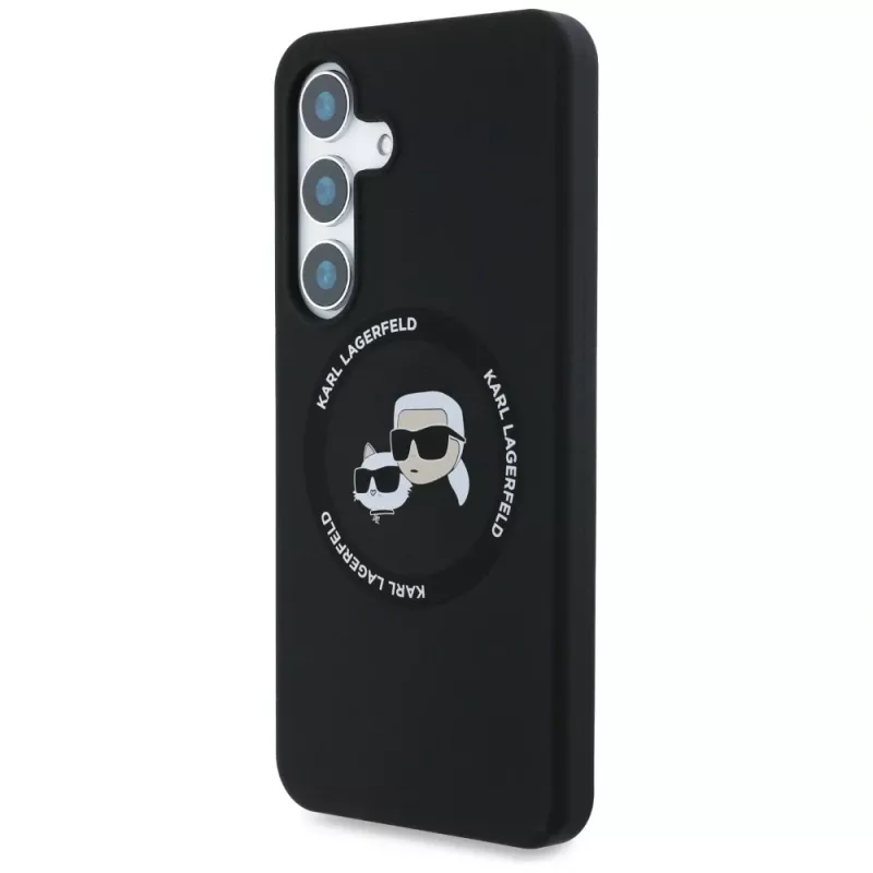 Karl Lagerfeld Funda MagSafe Silicone DoubleHeads And Circle para Samsung Galaxy S25, negro