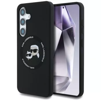 KARL LAGERFELD Funda MagSafe Silicone DoubleHeads & Circle para Samsung Galaxy S25+, negro
