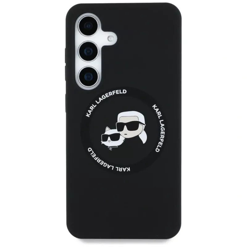 KARL LAGERFELD Funda MagSafe Silicone DoubleHeads & Circle para Samsung Galaxy S25+, negro