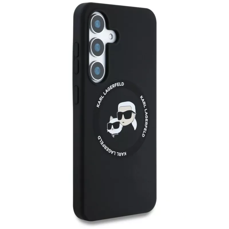 KARL LAGERFELD Funda MagSafe Silicone DoubleHeads & Circle para Samsung Galaxy S25+, negro