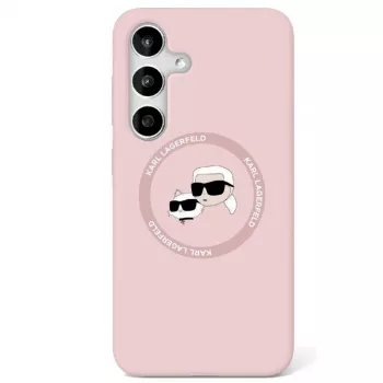 KARL LAGERFELD Funda MagSafe Silicone Double Heads And Circle para Samsung Galaxy S25, rosa