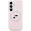 Karl Lagerfeld Funda MagSafe Silicone DoubleHeads And Circle para Samsung Galaxy S25+, rosa