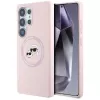 Karl Lagerfeld Funda MagSafe Silicone DoubleHeads & Circle para Samsung Galaxy S25 Ultra, rosa