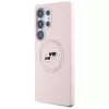 Karl Lagerfeld Funda MagSafe Silicone DoubleHeads & Circle para Samsung Galaxy S25 Ultra, rosa